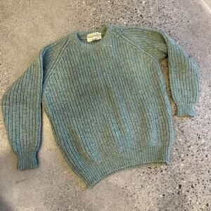 Donegal Knitwear 40 Sweater Sage Green Irish Wool Fisherman Knit Chunky Vintage